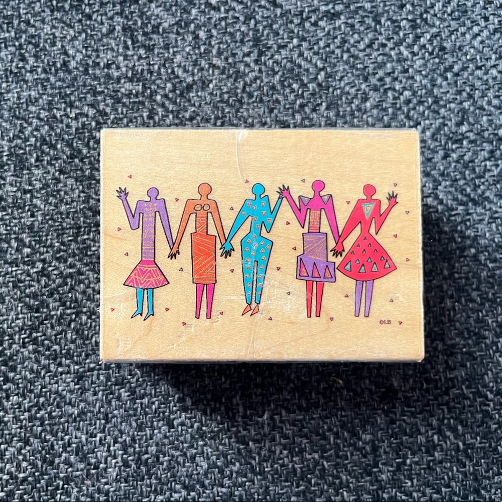 •Laurel Burch Hand In Hand Rubber Stamp•